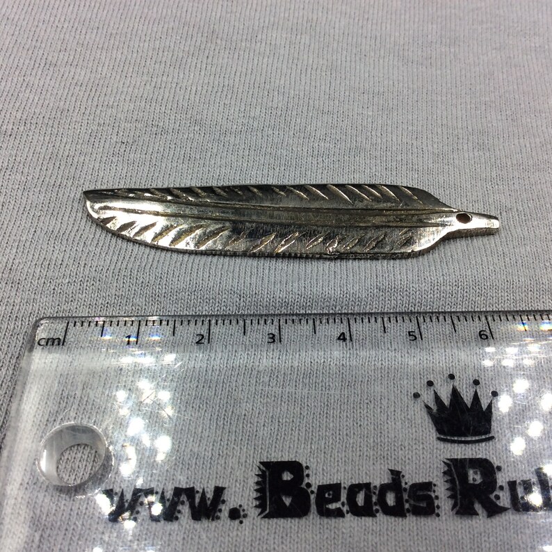 Sold Individually Measuring 13mm x 58mm Selected at Random Large Silver-Plated Copper Long Pointed LeafFeather Shaped Pendant Style A