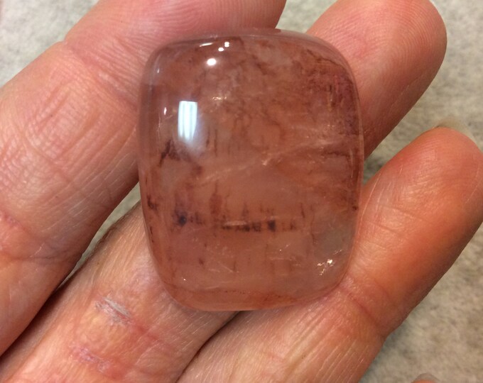 Strawberry Quartz Rounded Rectangle Shaped Flat Back Cabochon - Measuring 26mm x 32mm, 7mm Dome Height - Natural High Quality Gemstone