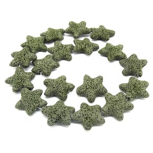 Star Lava Beads | Natural Olive Green Lava Rock Beads - 22mm 27mm 42mm Available | Diffuser Beads | Essential Oil Beads