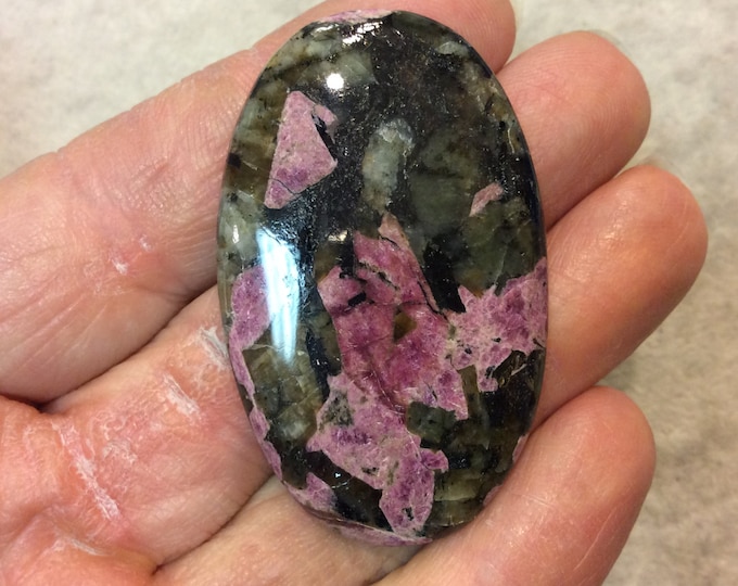 Natural Eudialyte Oblong Oval Shaped Flat Back Cabochon - Measuring 31mm x 50mm, 4mm Dome Height - Natural High Quality Gemstone