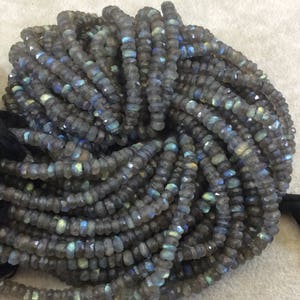 Faceted Labradorite Rondelle Beads: Iridescent Gemstone Strand (10 Inch)