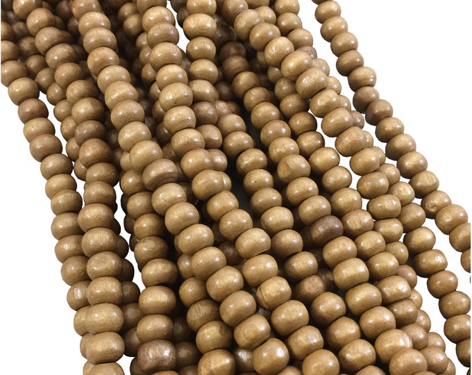 wood Beads | Fawn Brown Colored Rondelle Wood Beads for Jewelry Making