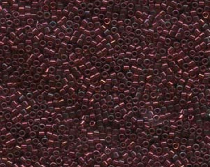 Size 11/0 Glossy Finish Gold Luster Trans. Red Genuine Miyuki Delica Glass Seed Beads - Sold by 7.2 Gram Tubes ( ~1300 Beads per 2" Tube)