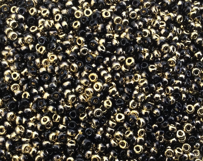 Size 11/0 Glossy Black-Base Amber Miyuki/Czech Unions Glass Seed Beads - Sold by 24 Gram Tubes (~2500 Beads perTube) - (11-401-26441)