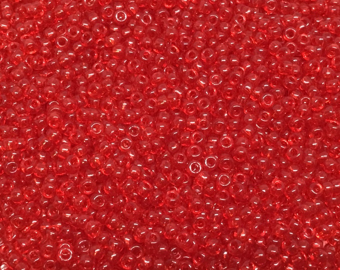 Size 11/0 Glossy Finish Red Color Transparent Miyuki Glass Seed Beads - Sold by 23 Gram Tubes (~ 2500 Beads / Tube) - (11-9141)