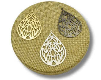 Filigree Findings for Jewelry Making | Plated Copper Components | Elegant Geometric Cut Out Findings