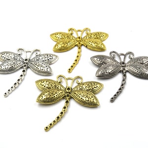 Dragonfly Pendant | 65mm x 64mm Brass Dragonfly Pendant | Gold Silver Oxidized Gold Oxidized Silver Available