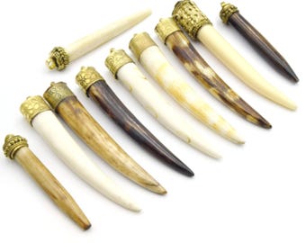 Ox Bone Tusk Pendants | Jewelry Making Components | White, Light Brown, and Dark Brown Options