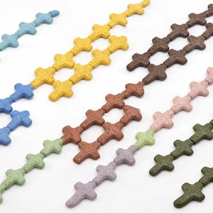 Cross Lava Beads: Essential Oil Diffuser Beads (32x40mm)
