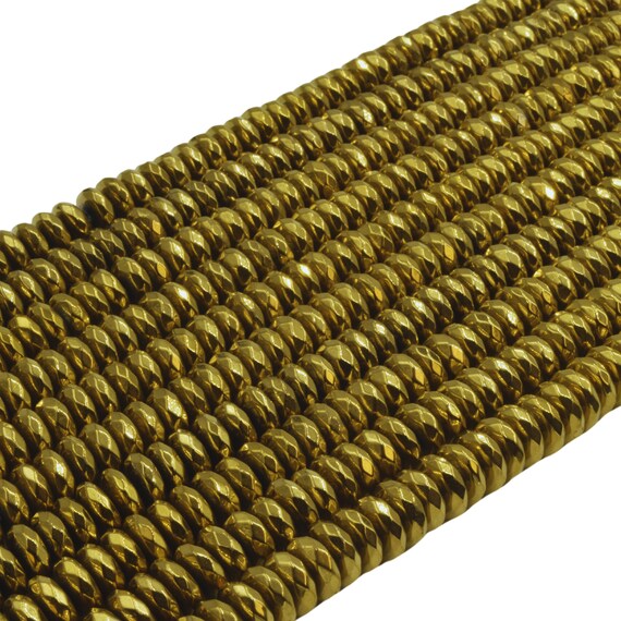 Perline Rotonde Sfaccettate In Ematite Dorata Da 2 Mm, Filo