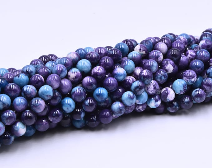 Purple and Blue Mottled Agate Beads - 8mm