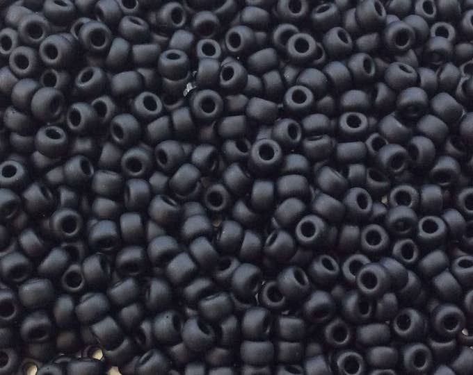 Size 8/0 Matte Finish Opaque Jet Black Genuine Miyuki Glass Seed Beads - Sold by 22 Gram Tubes (Approx. 900 Beads per Tube) - (8-9401F)