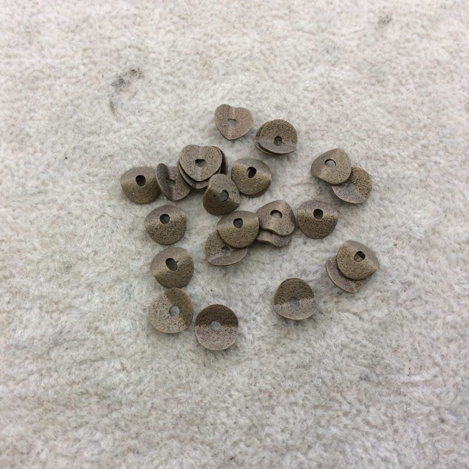 6mm Textured Bronze Plated Copper Wavy Disc/Heishi Washer Shaped Components  - Sold in Bulk Packs of 50 Pieces - Great as Bracelet Spacers!