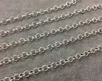 5' Section of 5mm Bright Silver Plated Copper Round Link Rolo Style Chain - Available in Four Different Finishes, Check Related Links!