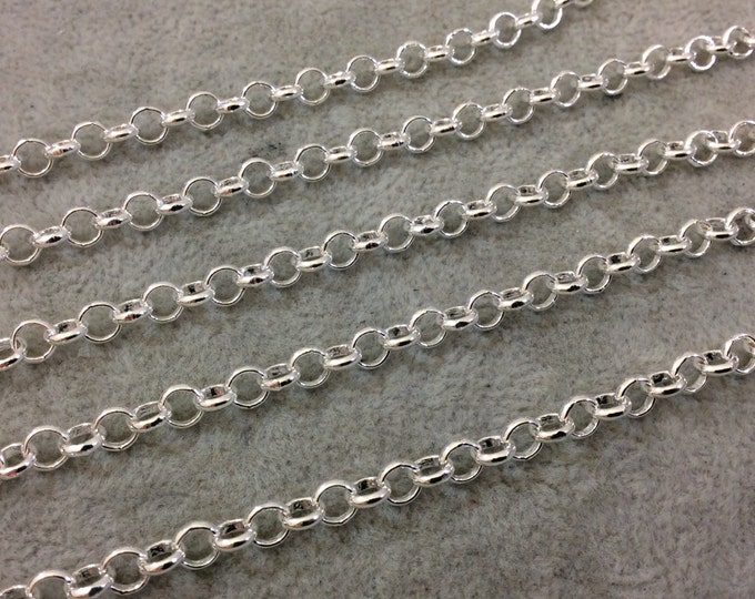 5' Section of 5mm Bright Silver Plated Copper Round Link Rolo Style Chain - Available in Four Different Finishes, Check Related Links!