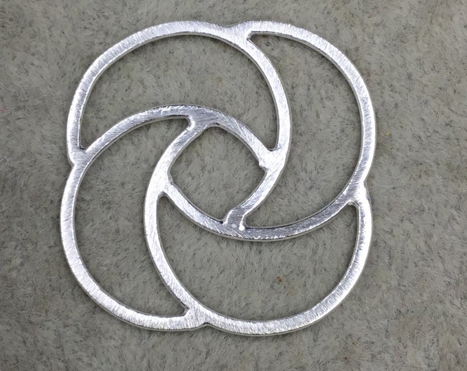 Silver Brushed Large Open Spiral Knot Shaped Link Plated Copper Components - Measuring 38mm x 38mm - Sold in Packs of 10