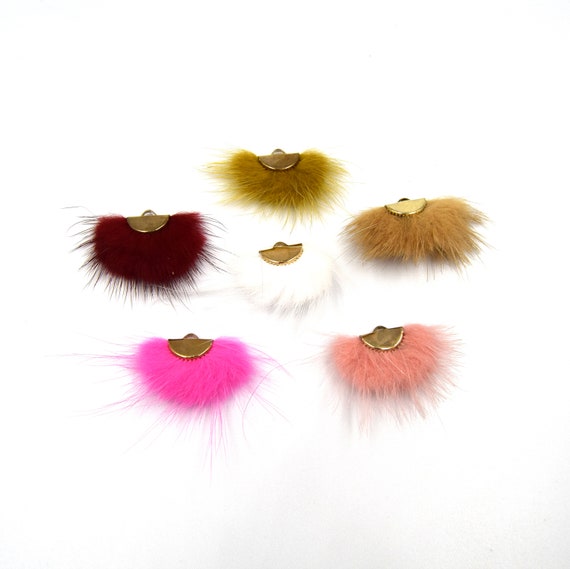 Tassels One Inch Faux Fur Tassel With Gold Half Moon Cap Etsy