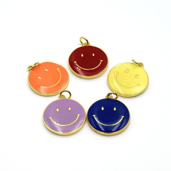 Smiley Face Charms for Jewelry | Enamel Pendants