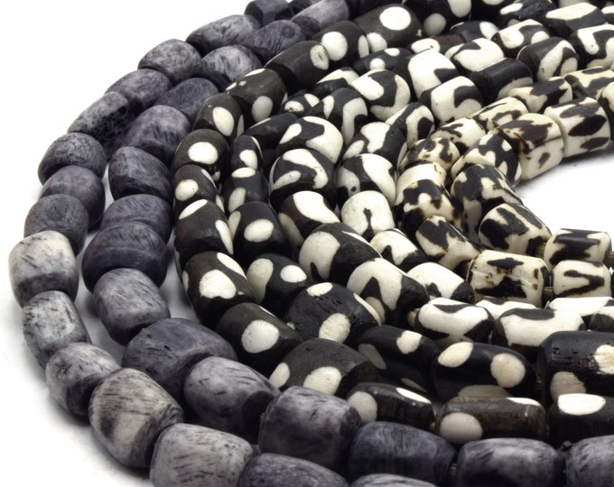 Batik Bone Beads | Kenyan Carved Tube Bone Beads |  Tribal Bone Tube Beads | African Trade Beads | Fair Trade Beads