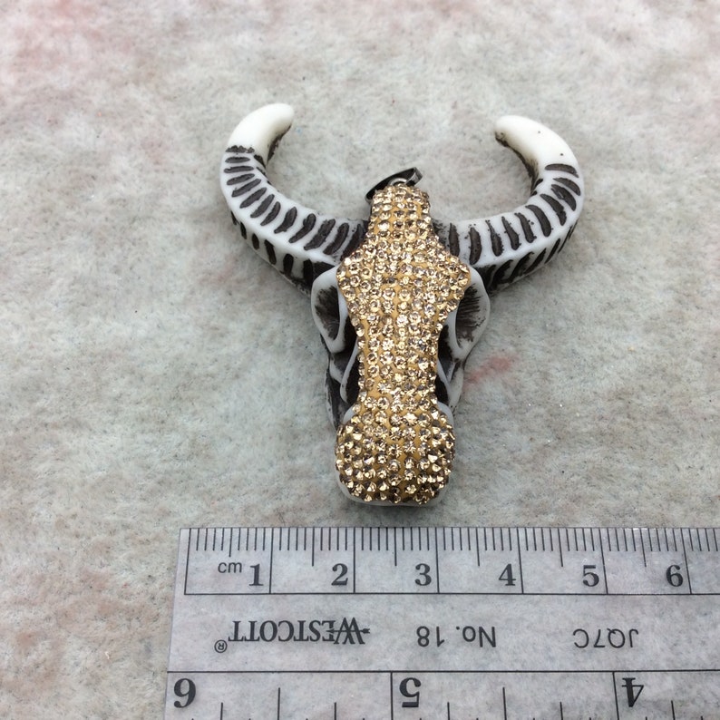 Gold Finish Electroplated Acrylic BullSteer Skull Shaped Focal Pendants Measuring 60mm x 50mm Approximately Sold Individually