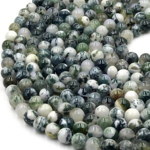 Tree Agate Beads | Smooth Round Natural Agate Beads - 4mm 6mm 8mm 10mm 12mm