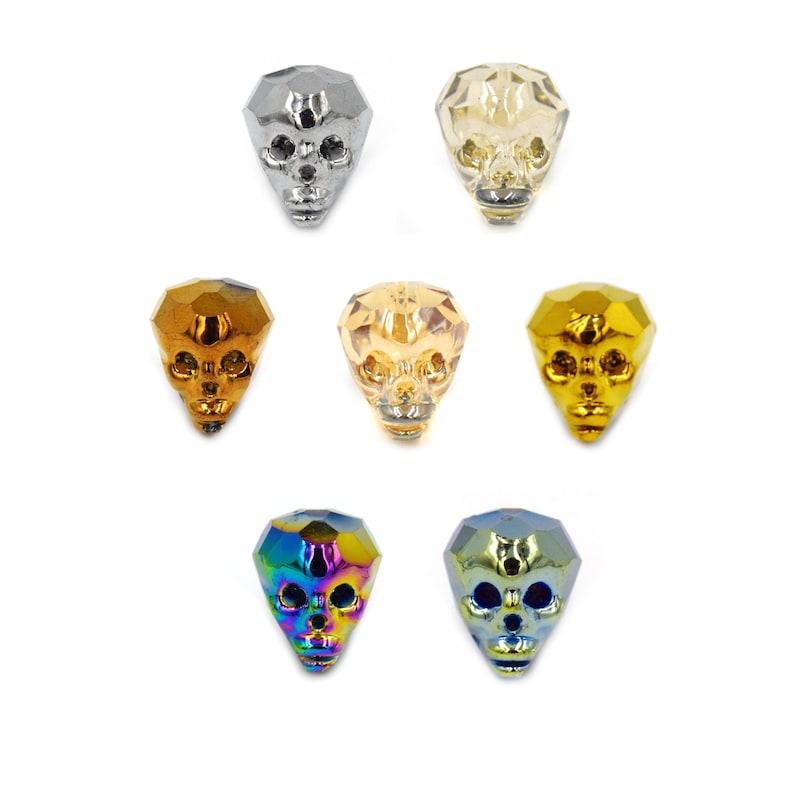 Crystal Skull Beads | 18mm x 20mm 3D Skull Glass Beads for Crafting