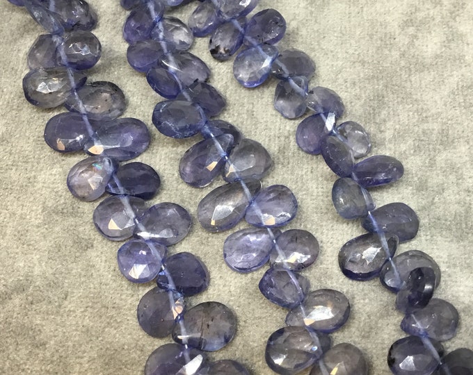 6-7mm x 8-9mm Faceted Pear/Teardrop Shaped Light Iolite Beads - 9" Strand ( ~54 Beads) - High Quality Hand-Cut Semi-Precious Gemstone