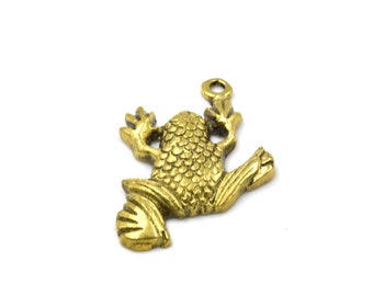 Frog Pendant | 30mm x 42mm Gold Plated Brass Pendant