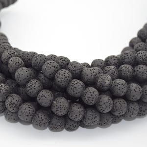 Black Lava Stone Round Diffuser Beads | Porous Volcanic Jewelry Making Supplies