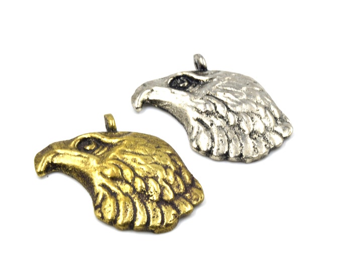Brass Pendant | 31mm x 35mm Eagle Pendants | Antique Gold and Silver Available |  Sold Individually