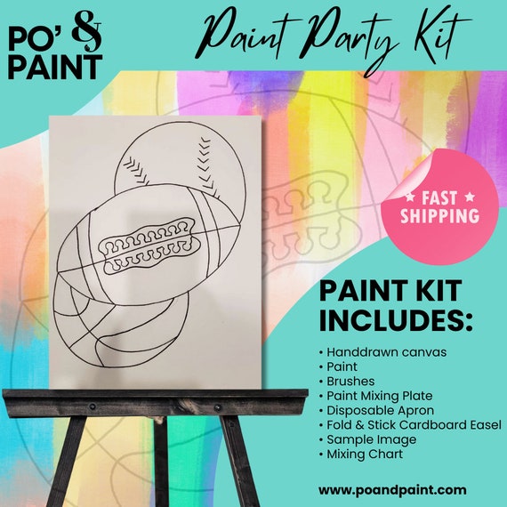 Sports Fanatic/paint Kit/social Distancing Kid Sip and Paint/bulk or  Single/children Birthday Idea/selfie 