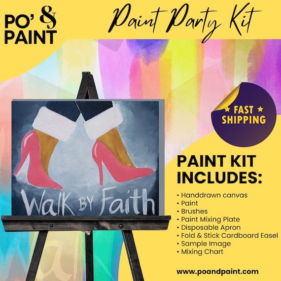 Walk by Faith/paint Kit/social Distancing Adult Sip and Paint/bulk or  Single/classy Lady Birthday Idea 