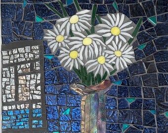 Henri's Daisies glass mosaic 12"x13"