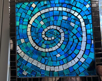 Blue Spiral Glass-on-glass Mosaic - Etsy