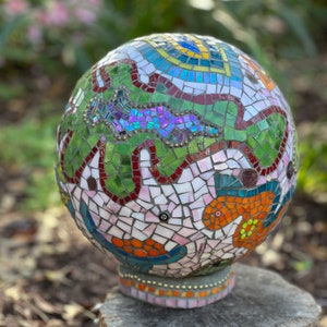 5 bolas decorativas de mosaico de vidrio para centros de mesa, cuencos de  cristal, color turquesa, bolas de vidrio decorativas, orbes decorativos