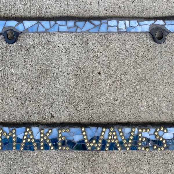 MAKE WAVES-Mosaic glass license plate frame