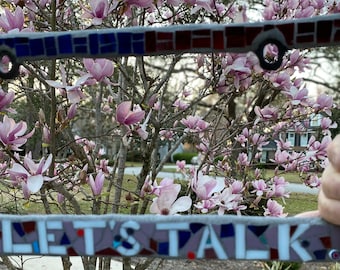 LET’S TALK -Mosaic glass license plate frame