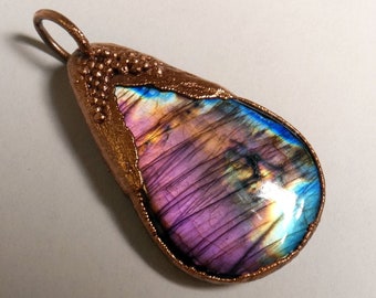 Labradorite Pendant Fancy Shape Purple Labradorite Gemstone 21x9x6mm Smooth Purple Flashy Gemstone,Jewelry Supplies Smooth labradorite,