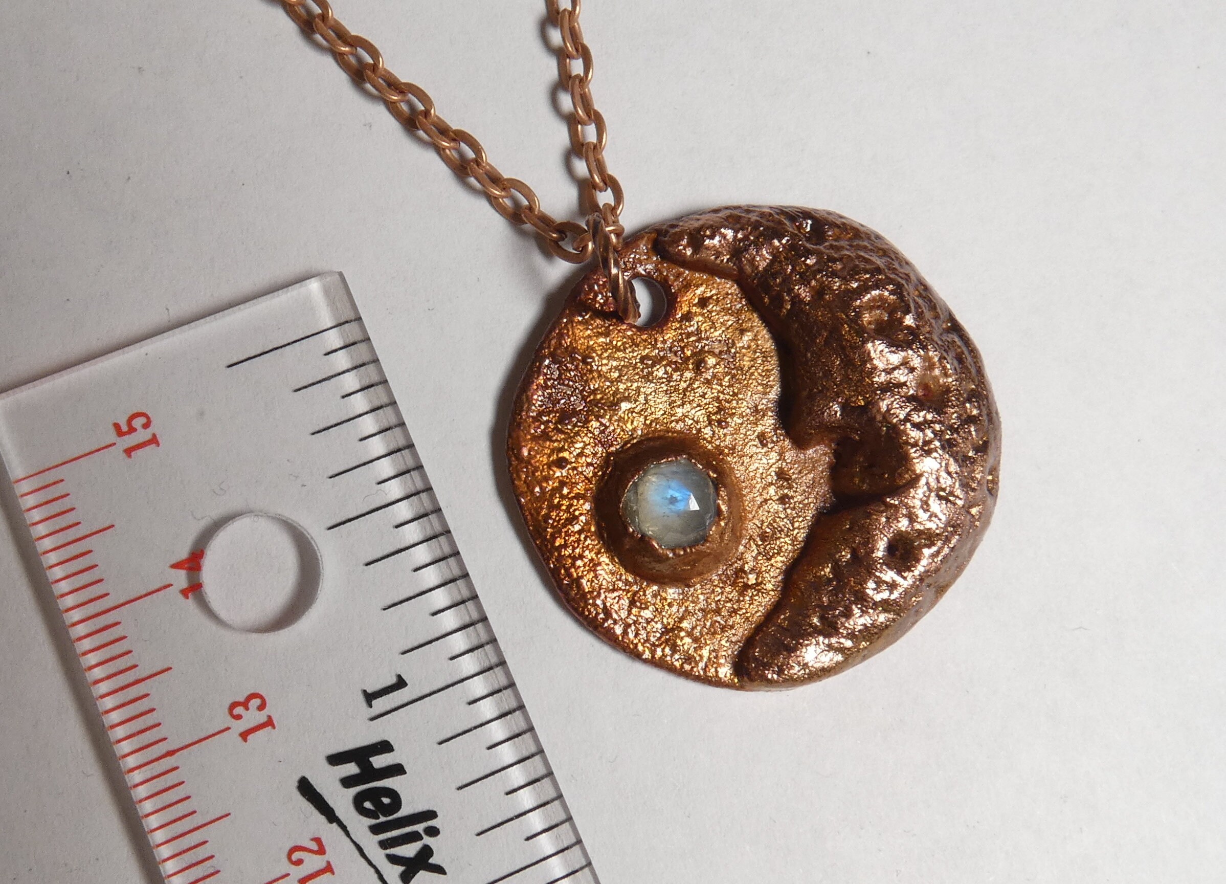 Electroformed Copper Pendant Crescent Moon With Face and - Etsy