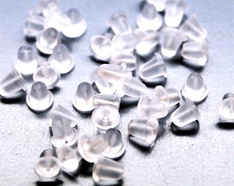 100 Silicon earring stoppers safety back 4,8*5,6 mm
