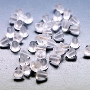 Fermoirs boucles d'oreilles plastique transparent 44 mm par 100 image 1