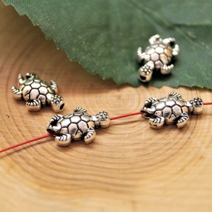Turtle beads metal silver 13*9 mm