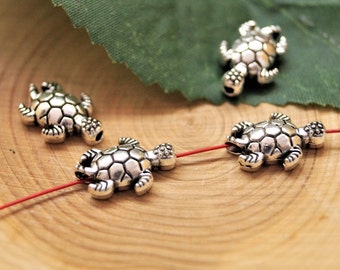 Turtle beads metal silver 13*9 mm