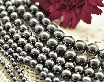 Hematite beads 4/6/8/10 mm black and round