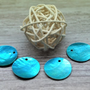 Sequins coquillage rond 18 mm, par lot de 10 Bleu