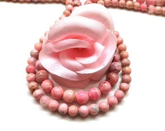 Perles Rhodochrosite rose grade A 6/8 mm