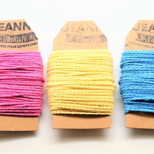 Kit 3 coupons cotton strings baker's twine, sky blue, pink, light yellow, 3 x 10 m image 1