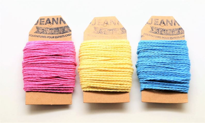 Kit 3 coupons cotton strings baker's twine, sky blue, pink, light yellow, 3 x 10 m image 1