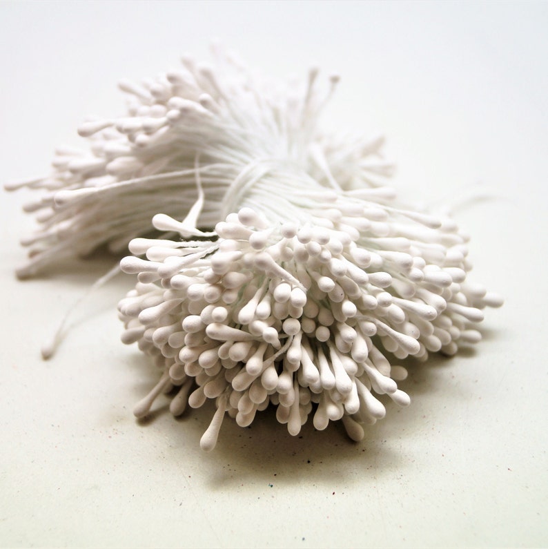 Étamines pour fleurs artificielles avec épaisseur de 1,5 mm Blanc
