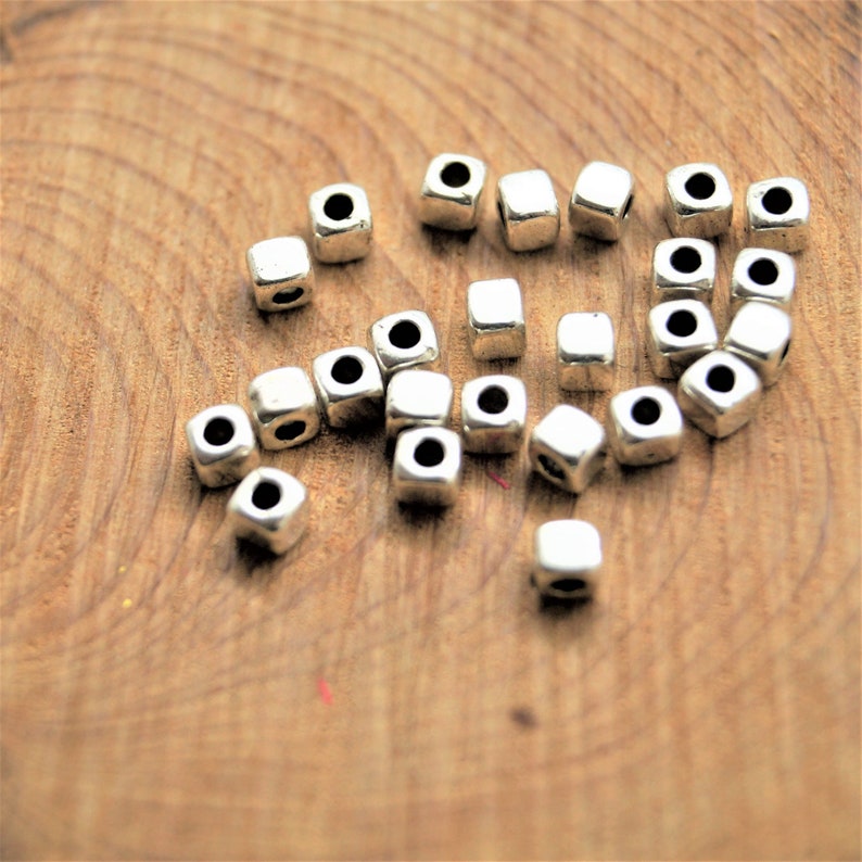 Silver cube beads 33 mm image 6